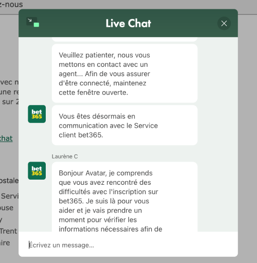 assistance client bet365 casino