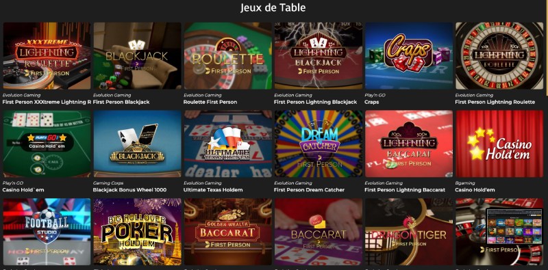 capture d'&eacute;cran jeux de table casino extra