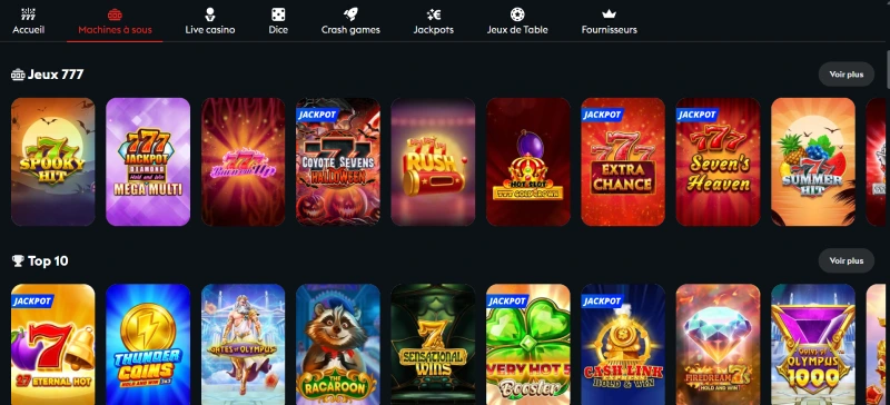 capture decran slots casino777 be