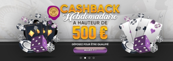 capture d'&eacute;cran bonus cashback majestic slots