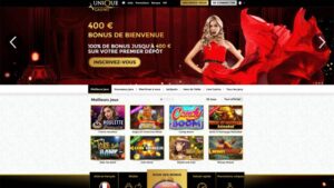 capture d'&eacute;cran page d'accueil unique casino