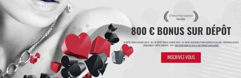 capture d'&eacute;cran platinum casino bonus de bienvenue