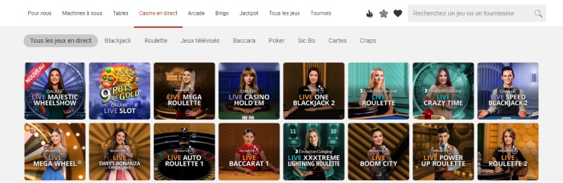 capture d'&eacute;cran platinum casino jeux de casino