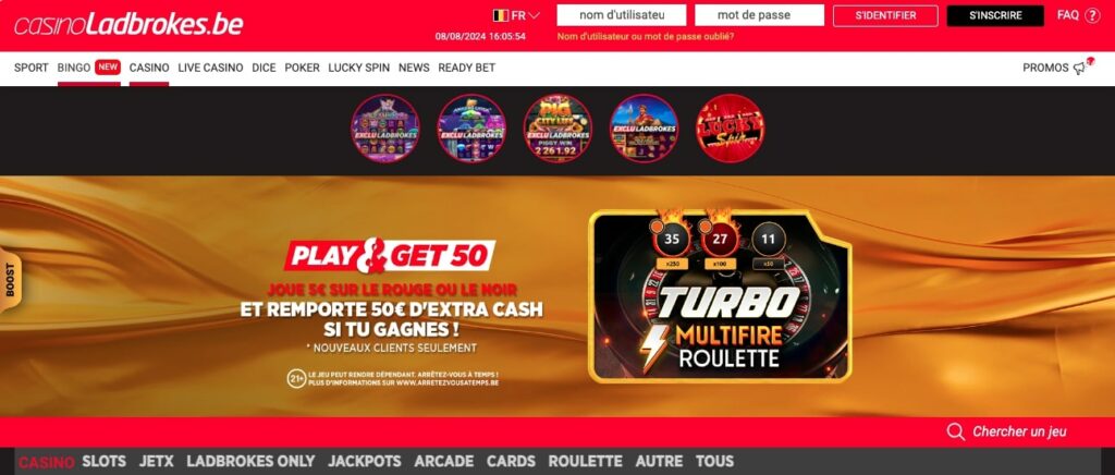 capture d'écran ladbrokes page d'accueil