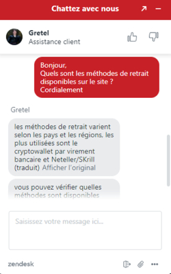 capture d'écran support client lucky31