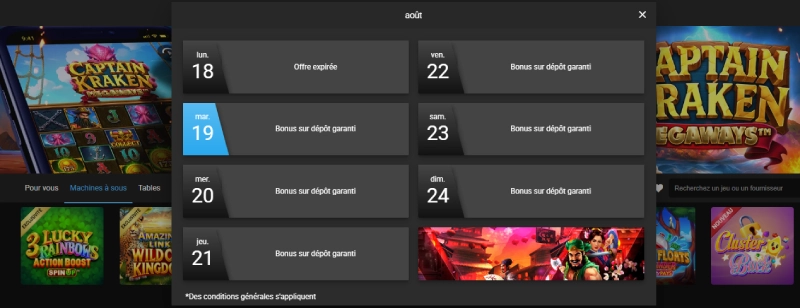 les autres promotions sur all slots casino