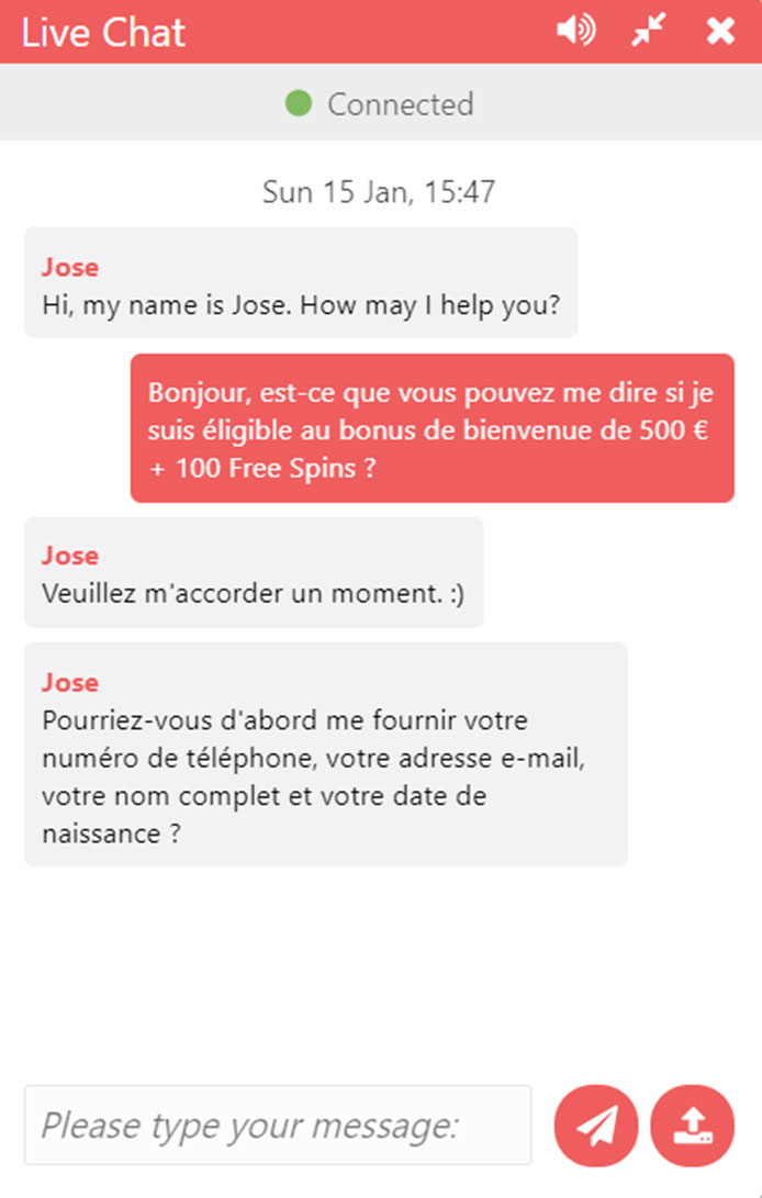 capture d'&eacute;cran stakes casino live chat