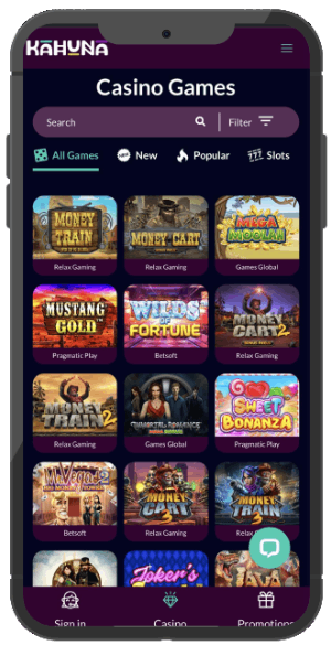 kahuna casino version mobile