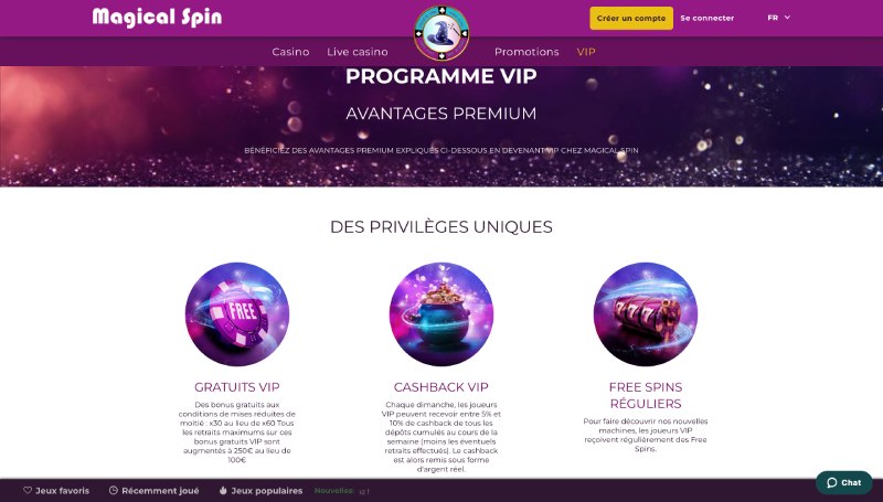 Image du Club VIP de Magical Spin