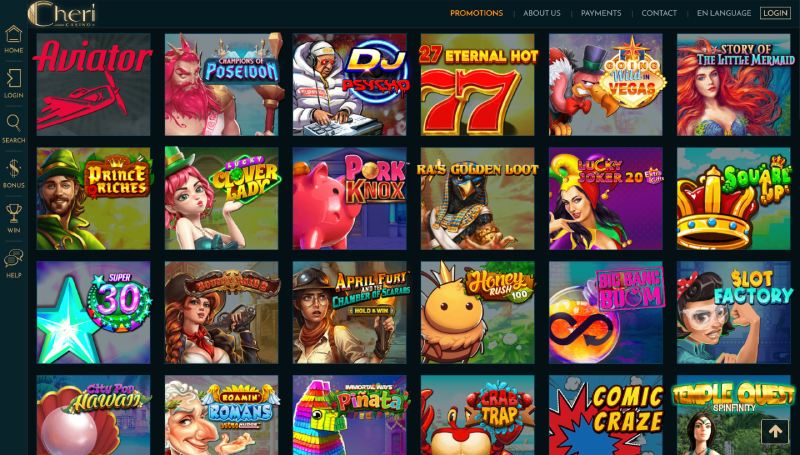 capture d'&eacute;cran jeux de casino cheri casino