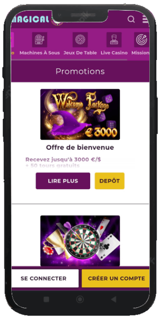 capture d'écran magical spin casino version mobile