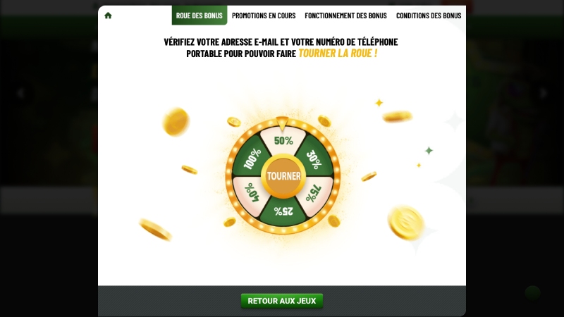 capture d'écran roue de la fortune machance casino