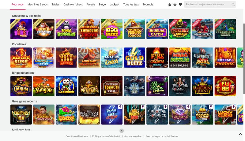 capture d'écran spin casino jeux de casino