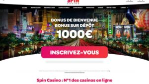 capture d'&eacute;cran spin casino page daccueil