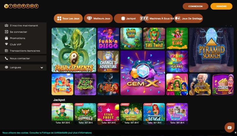 capture d'&eacute;cran jeux de casino winorama casino