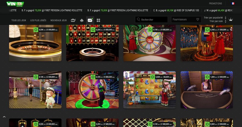 capture d'écran live casino winoui casino