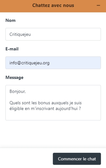 capture d'écran support client dublinbet