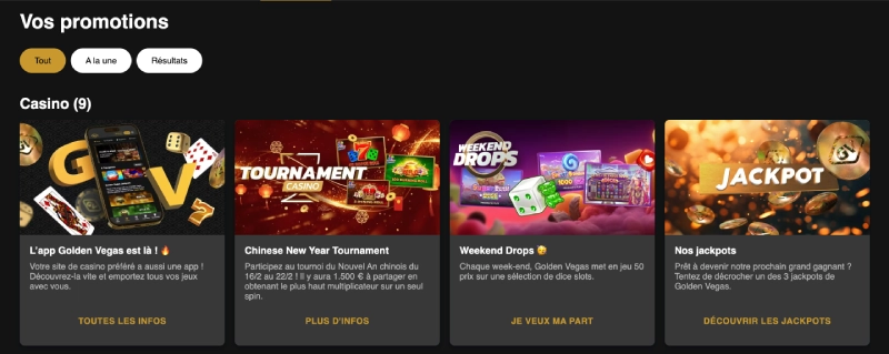 promotions sur golden vegas casino