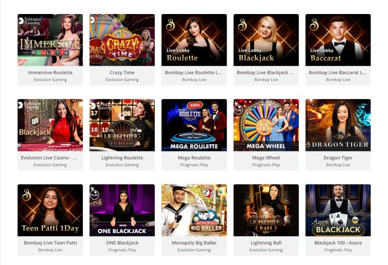 capture d'écran banzai casino jeux en live