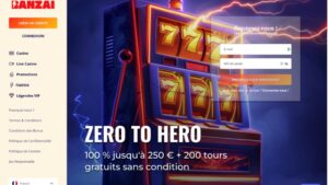 capture d'&eacute;cran banzai casino page d'accueil