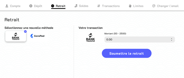 capture d'écran retrait banzai slots