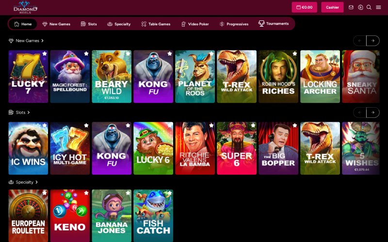 capture d'écran diamond reels jeux de casino