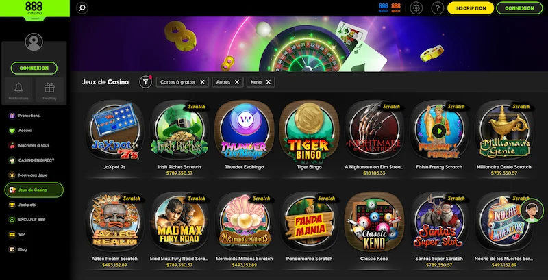 Capture d'écran des autres jeux sur 888 Casino