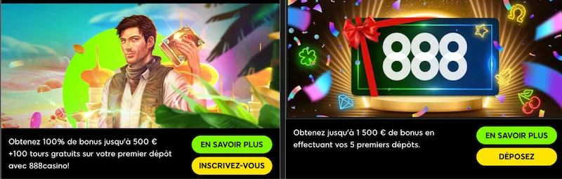 Capture d'&eacute;cran du bonus de bienvenue sur 888 Casino