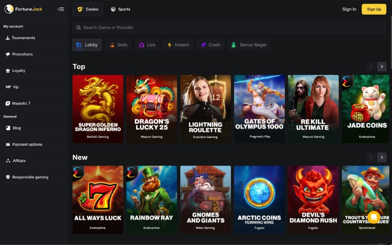 capture d'écran fortunejack casino jeux de casino