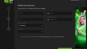 Capture d'&eacute;cran de l'&eacute;tape 2 de l'inscription sur 888 Casino