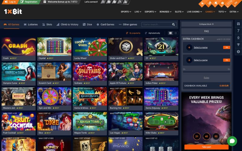 capture d'écran jeux de casino 1xbit casino