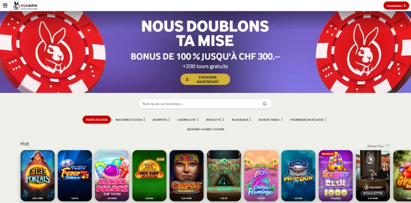 capture d'écran page d'accueil mycasino.ch