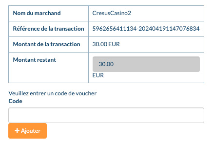 Saisir votre code à 16 chiffres sur le site de CASHlib