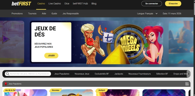 capture decran accueil du casino betfirst