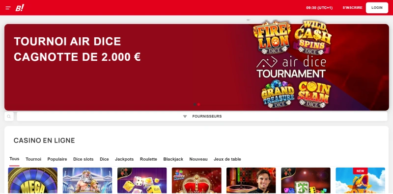 capture decran accueil du casino bingoal