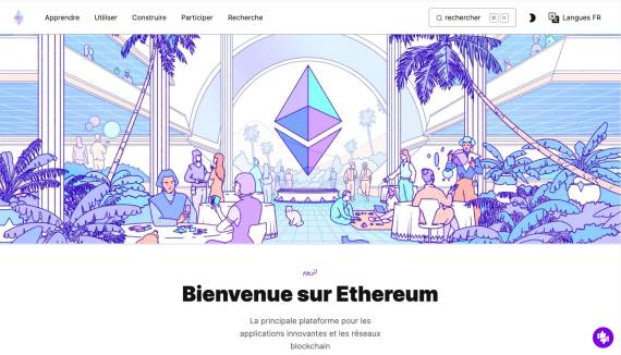 capture d'écran du site officiel d'ethereum