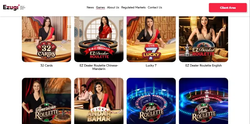 capture decran jeux de casino en direct sur ezugi