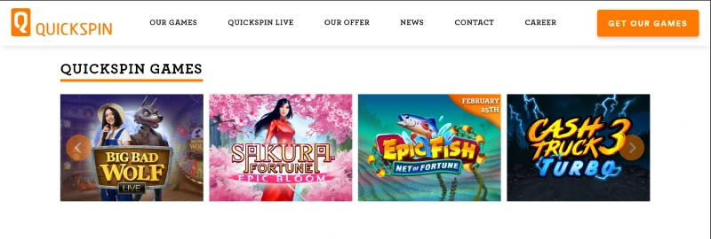 capture decran page accueil quickspin