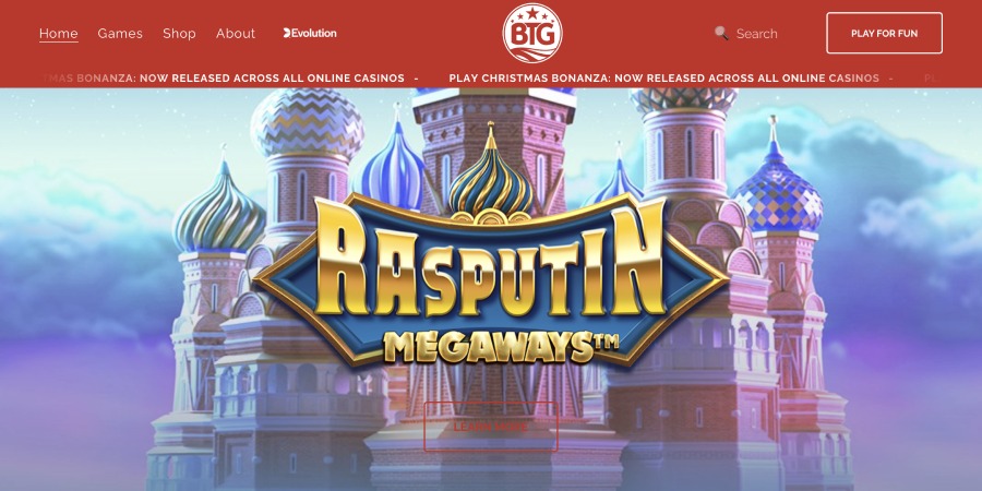 capture d'écran page d'accueil big time gaming