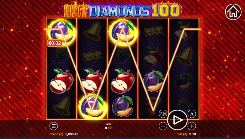 capture d'écran slot hot diamonds 100
