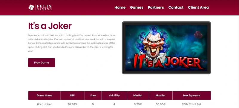 capture decran slot its a joker felix gaming
