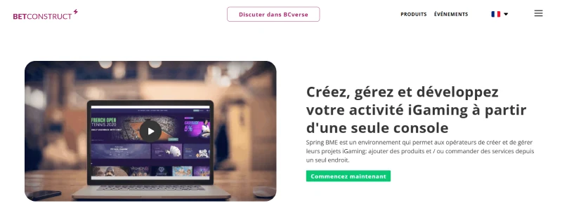 Capture d'écran de la solution Spring BME de BetConstruct