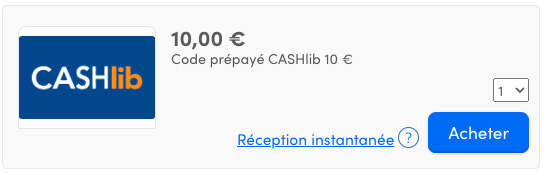 Ticket cashlib disponible a l'achat sur recharge.fr