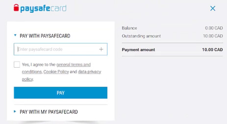 entrer mon code paysafecard pour payer sur le casino