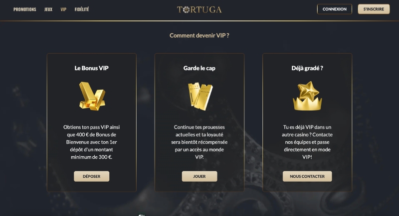 capture d'écran club vip tortuga casino