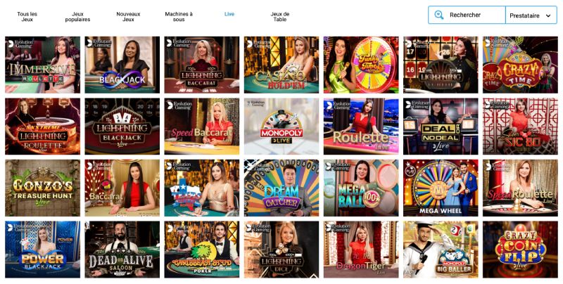capture d'écran evolve casino live roulette