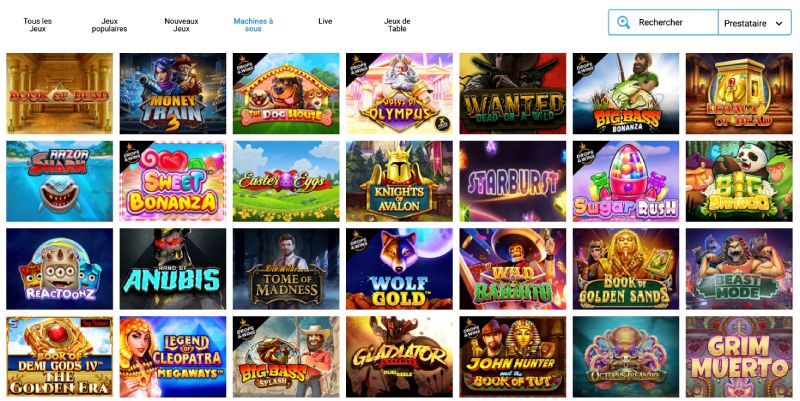 capture d'écran evolve casino machines a sous