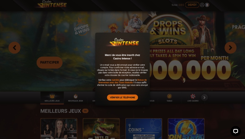 inscription casino intense