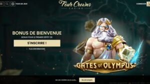 capture d'&eacute;cran page daccueil 4crowns casino