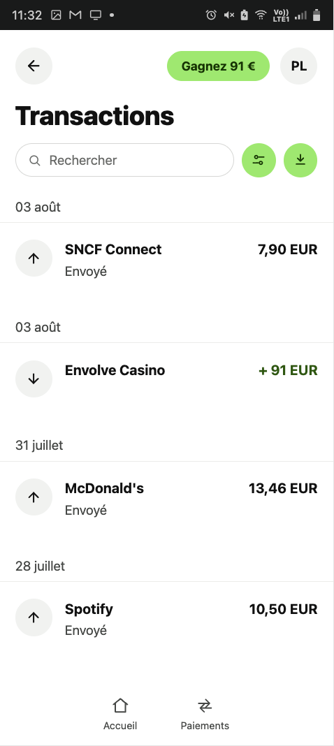 preuve de retrait sur envolve casino